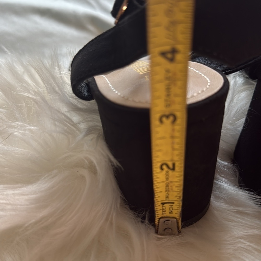 New in box Dream Pairs Black Suede Like Sandals Chunky Heel - Picture 6 of 12